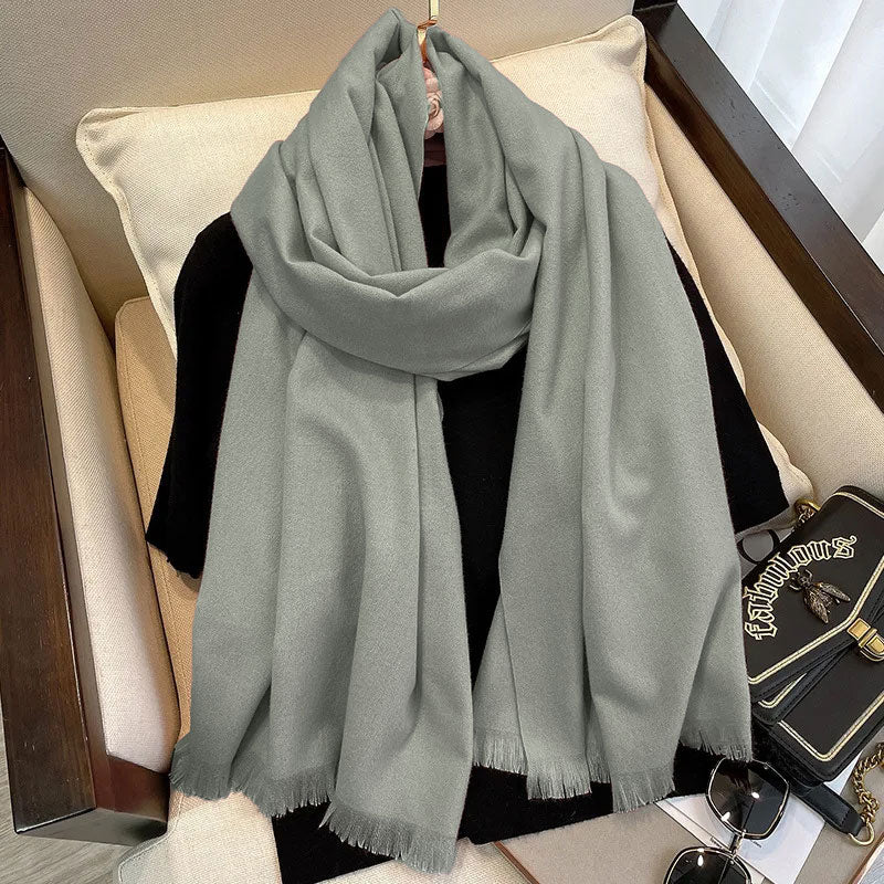 Cashmere Woolen Scarf - Steel Grey