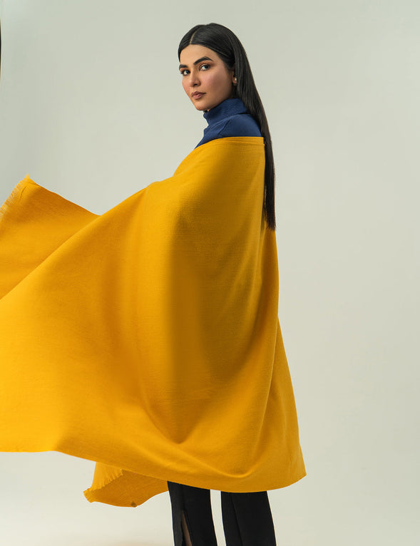 Woolen Cashmere Shawl - Mustard