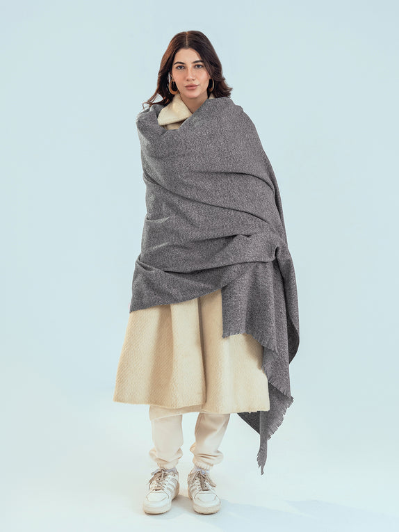 Retro Cashmere Shawl - Plum Purple