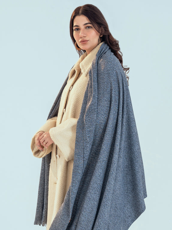 Retro Cashmere Shawl - Steel Blue