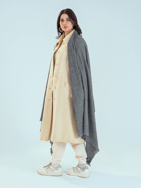 Retro Cashmere Shawl - Charcoal Grey