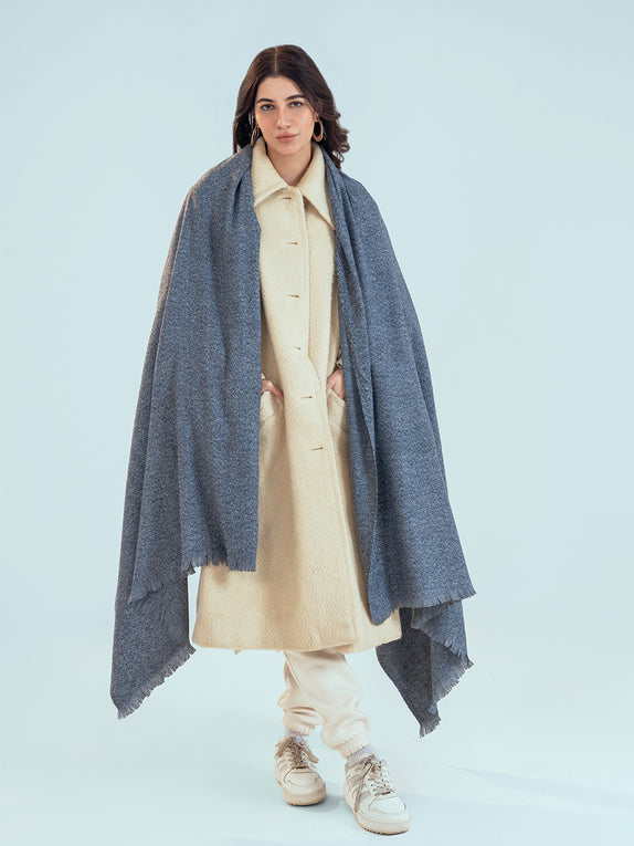 Retro Cashmere Shawl - Steel Blue