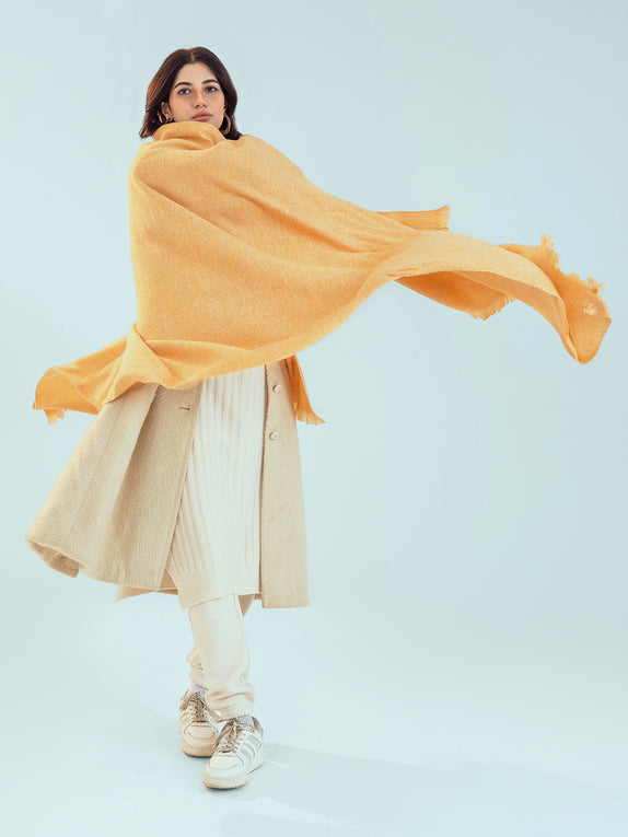 Retro Cashmere Shawl - Mustard