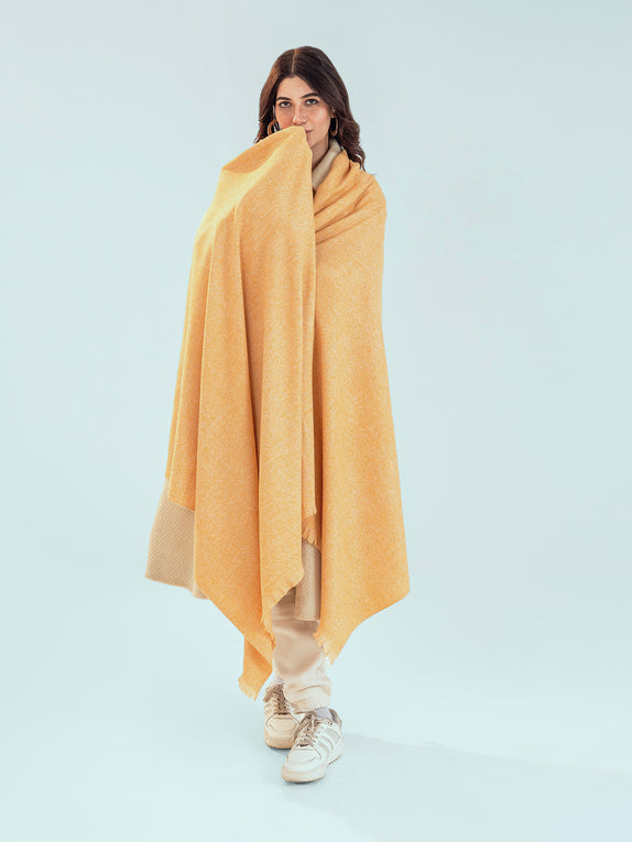 Retro Cashmere Shawl - Mustard