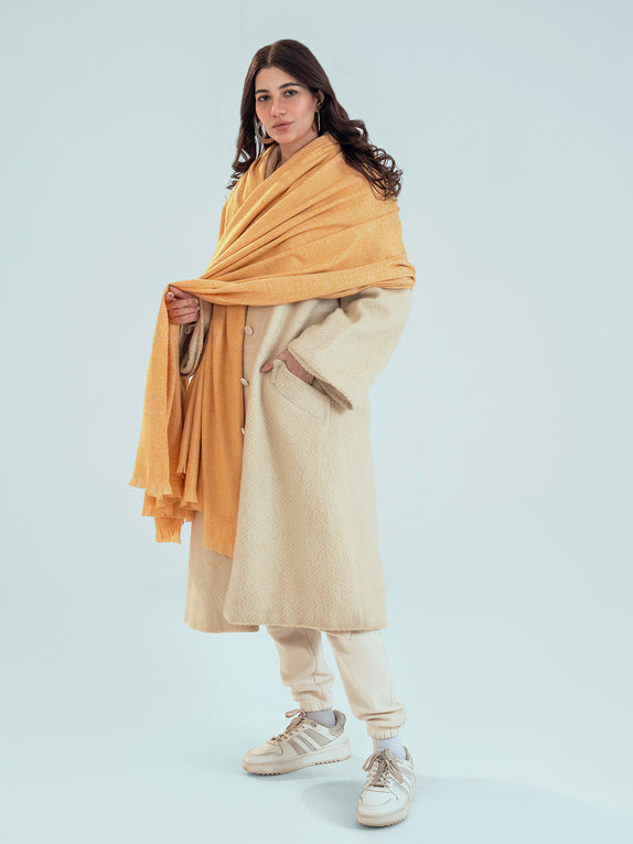 Retro Cashmere Shawl - Mustard