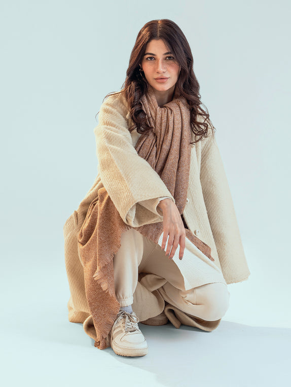 Retro Cashmere Shawl - Cocoa Brown