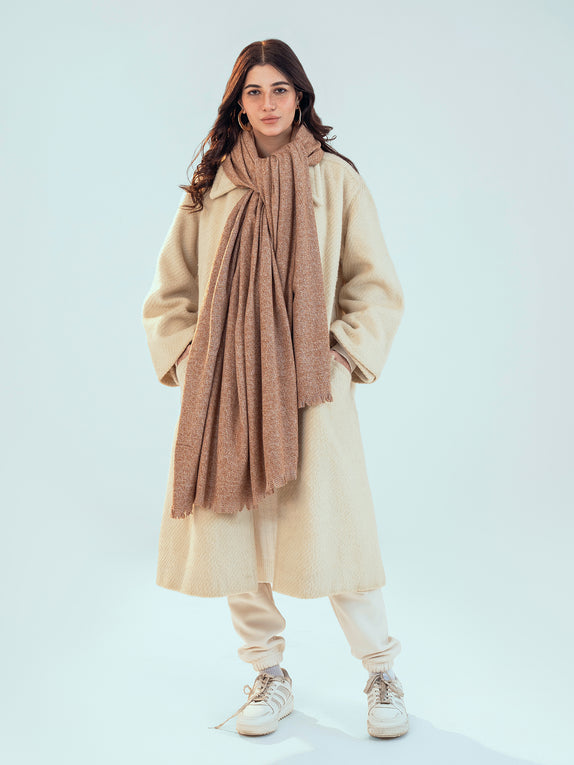 Retro Cashmere Shawl - Cocoa Brown